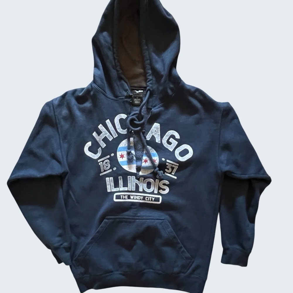 “Custom” Chicago Illinois Windy City Flag 1837 Pullover Hoodie Size S - Picture 5 of 6